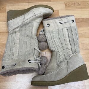 Route 66 Beige Knit Women's Winter Boots